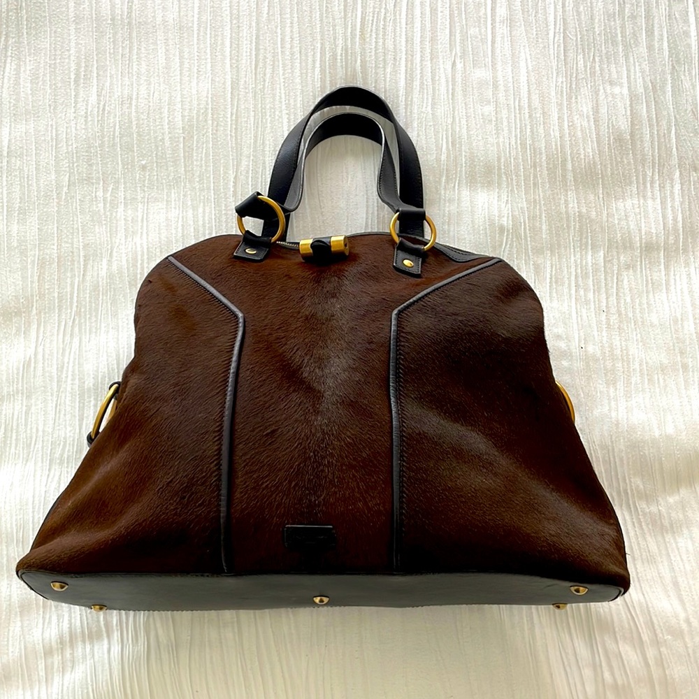 Yves Saint Laurent Chocolate Pony Hair Muse Bag